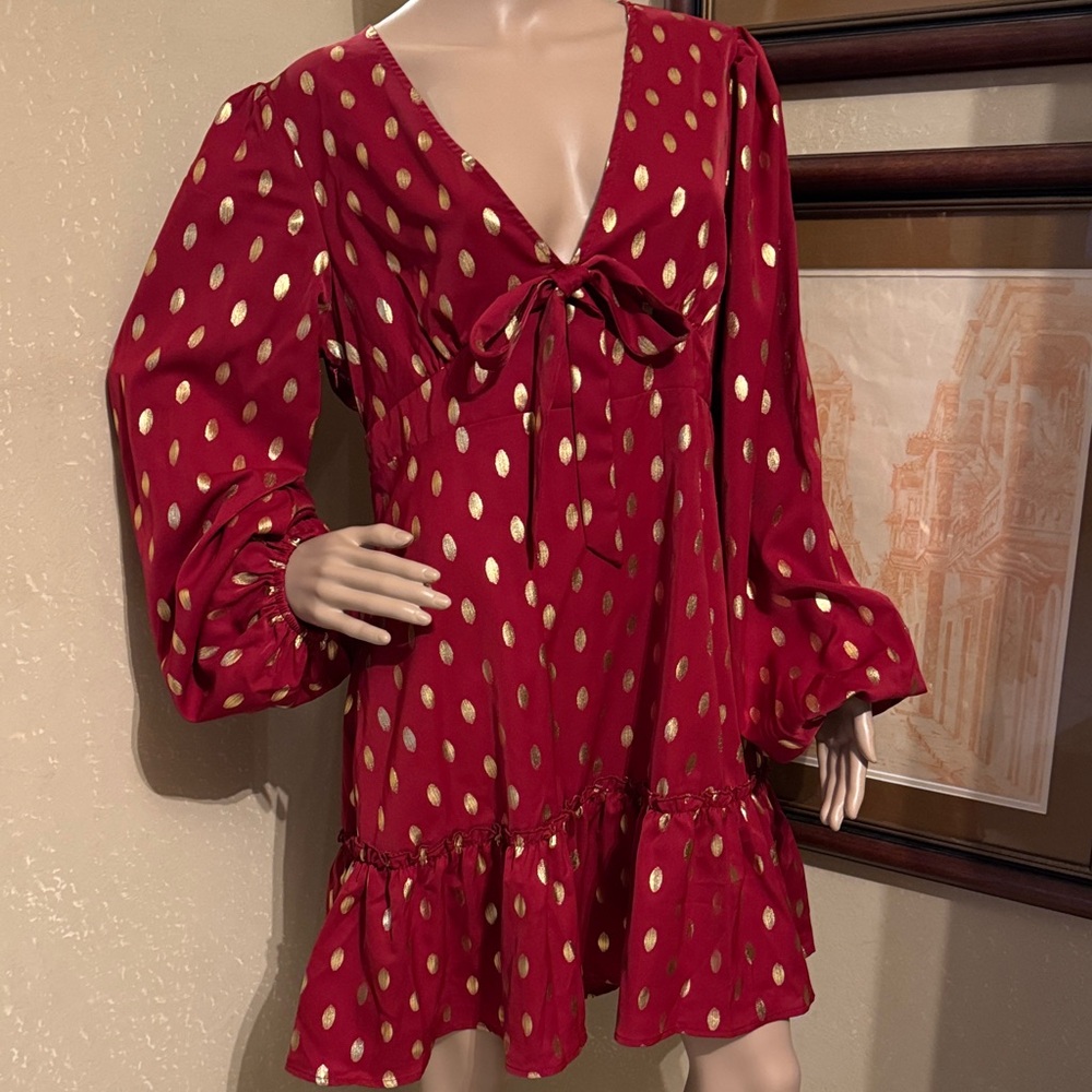 Red & Gold Swing Dress sz XL
